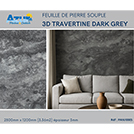 FEUILLE PIERRE SOUPLE 3D TRAVERTINE DARK GREY 2800x1200