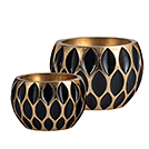 CACHE POT ROND OR&NOIR 27cm HOMY